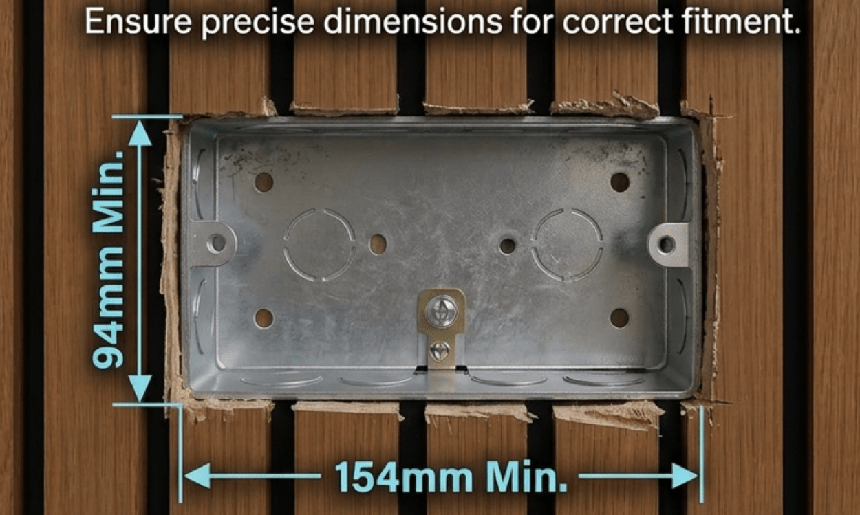 Back box cutout with minimum dimensions marked